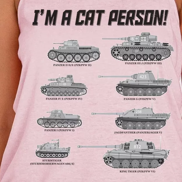 I'm A Cat Person WWII German Tanks Women's Knotted Racerback Tank