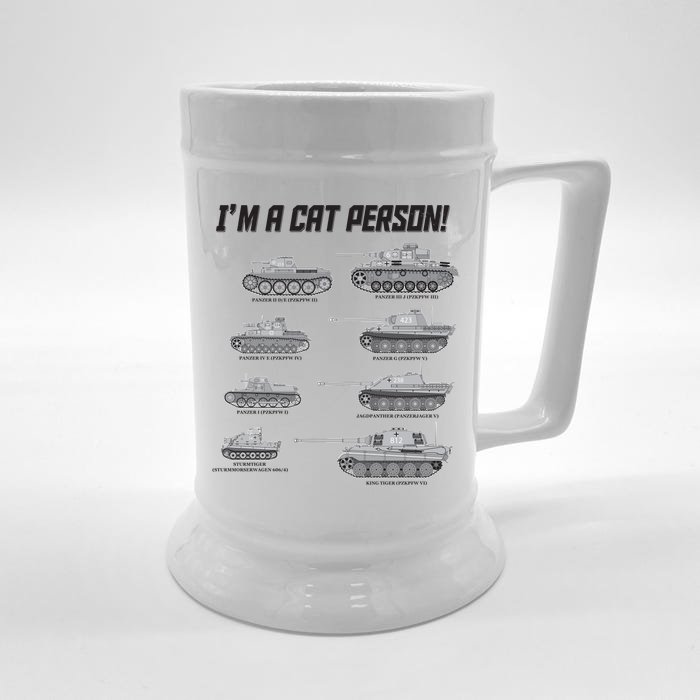 I'm A Cat Person WWII German Tanks Front & Back Beer Stein