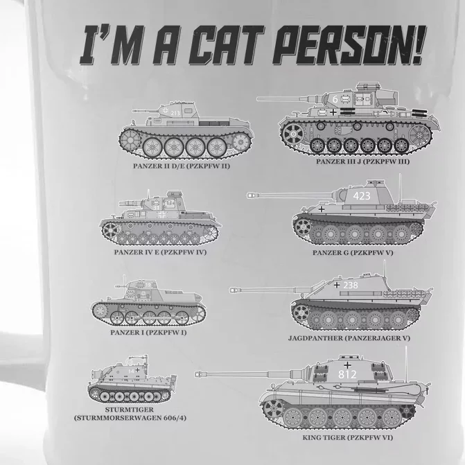 I'm A Cat Person WWII German Tanks Front & Back Beer Stein