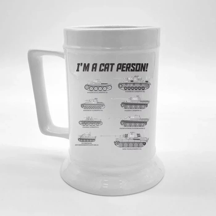 I'm A Cat Person WWII German Tanks Front & Back Beer Stein