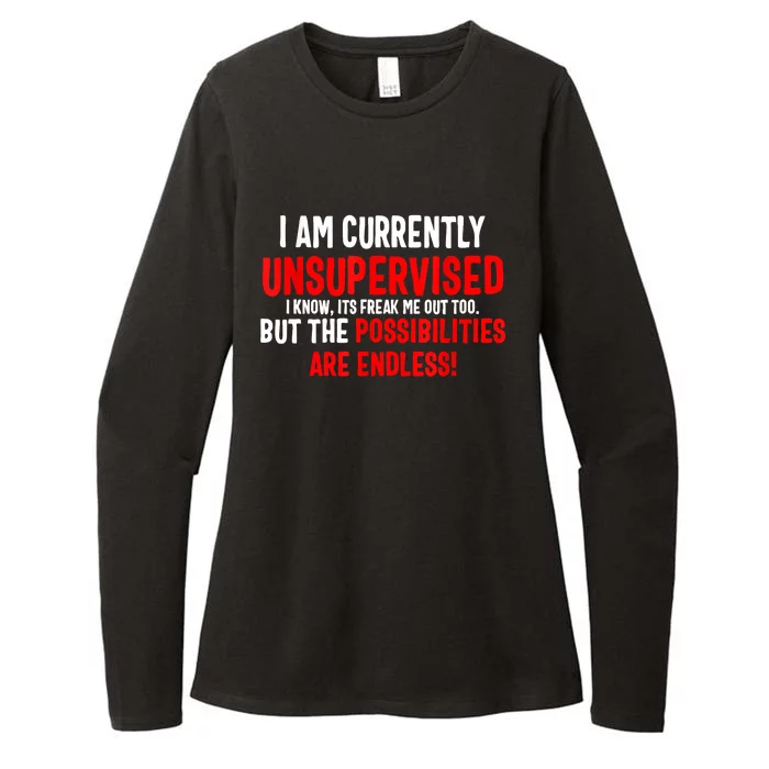 I Am Currently Unsupervised Valentines Day Funny Womens CVC Long Sleeve Shirt