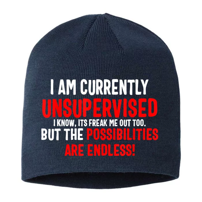 I Am Currently Unsupervised Valentines Day Funny 8 1/2in Sustainable Knit Beanie