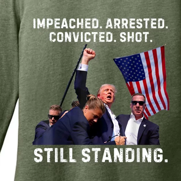 Impeached Arrested Convicted Shot Still Standing Trump Womens CVC Long Sleeve Shirt