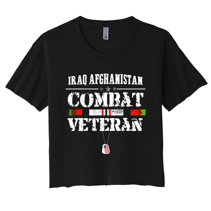 Iraq Afghanistan Combat Veteran Vintage Women's Crop Top Tee