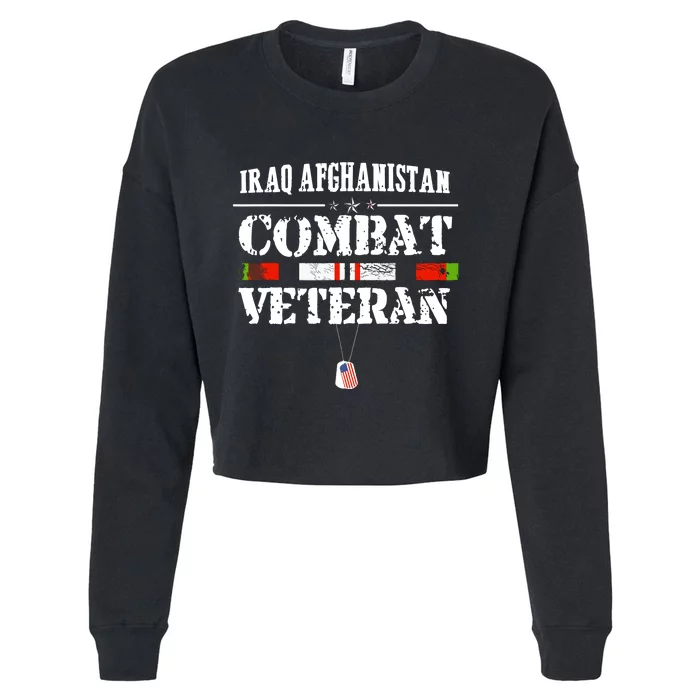 Iraq Afghanistan Combat Veteran Vintage Cropped Pullover Crew