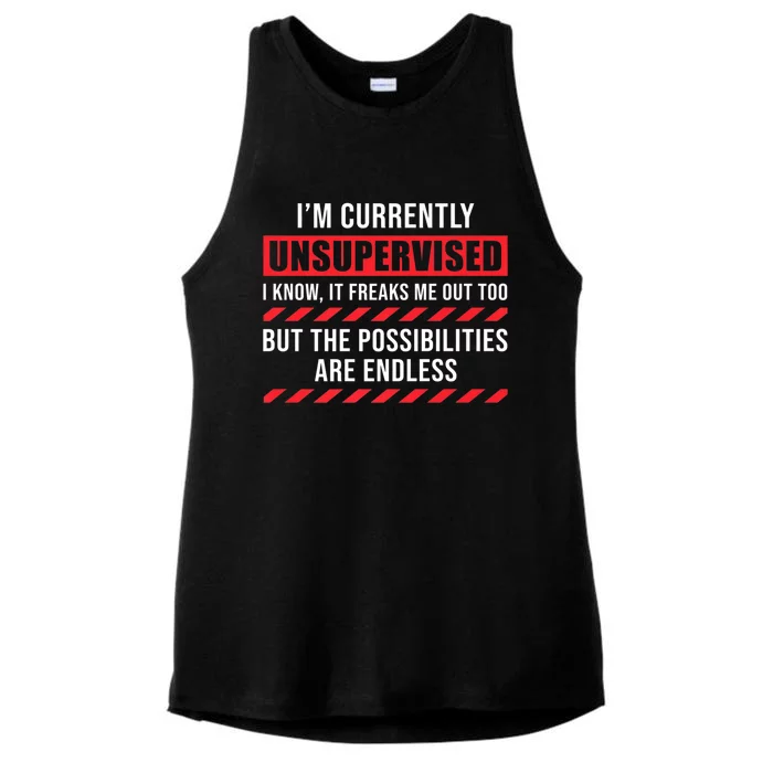 I Am Currently Unsupervised Gift Ladies Tri-Blend Wicking Tank