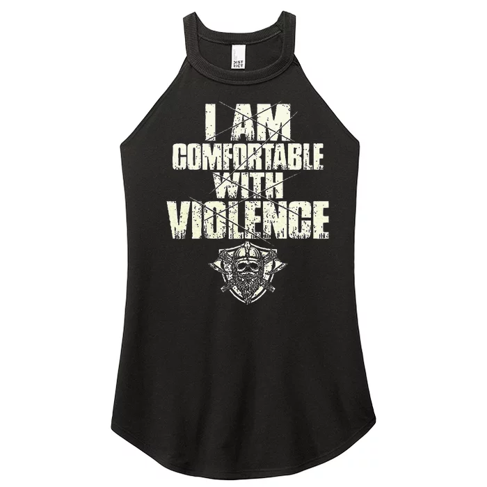 I Am Comfortable With Violence Women’s Perfect Tri Rocker Tank