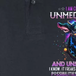 I Am Currently Unmedicated And Unsupervised I Know Funny Cow Softstyle Adult Sport Polo