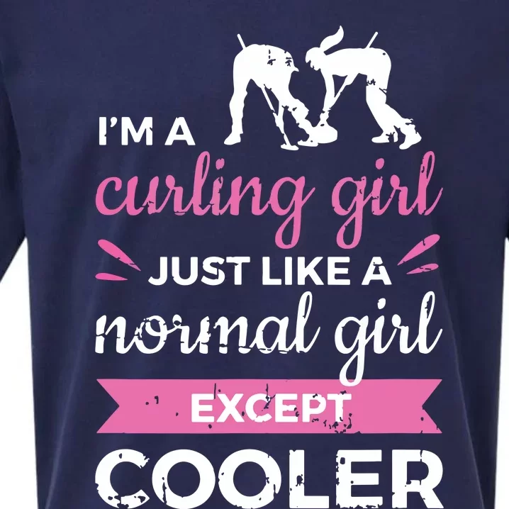 Im A Curling Girl Gift Ice Curling Sport Quote Curling Sueded Cloud Jersey T-Shirt