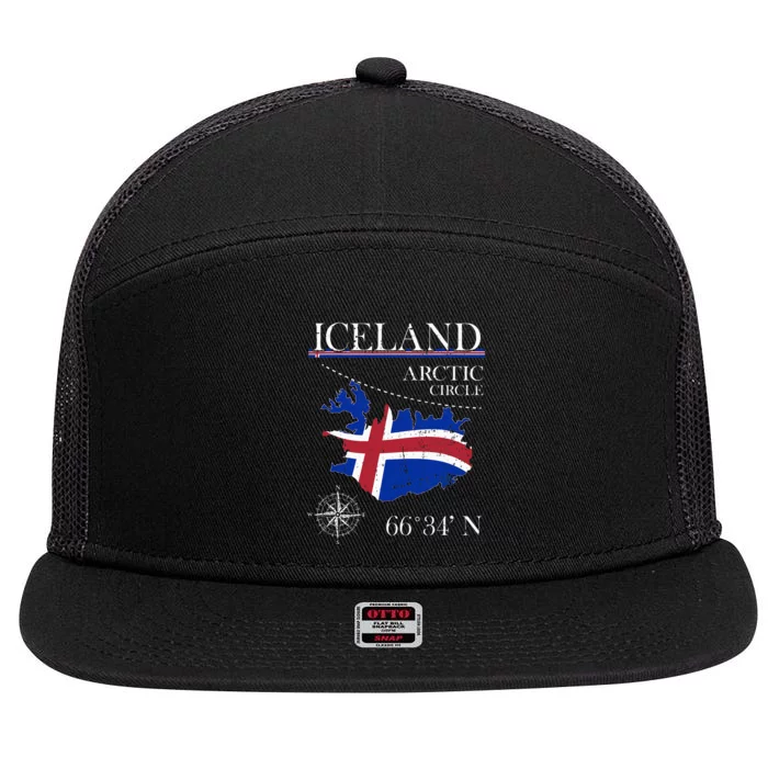 Iceland  Arctic Circle  Polar North Island Icelandic Flag 7 Panel Mesh Trucker Snapback Hat