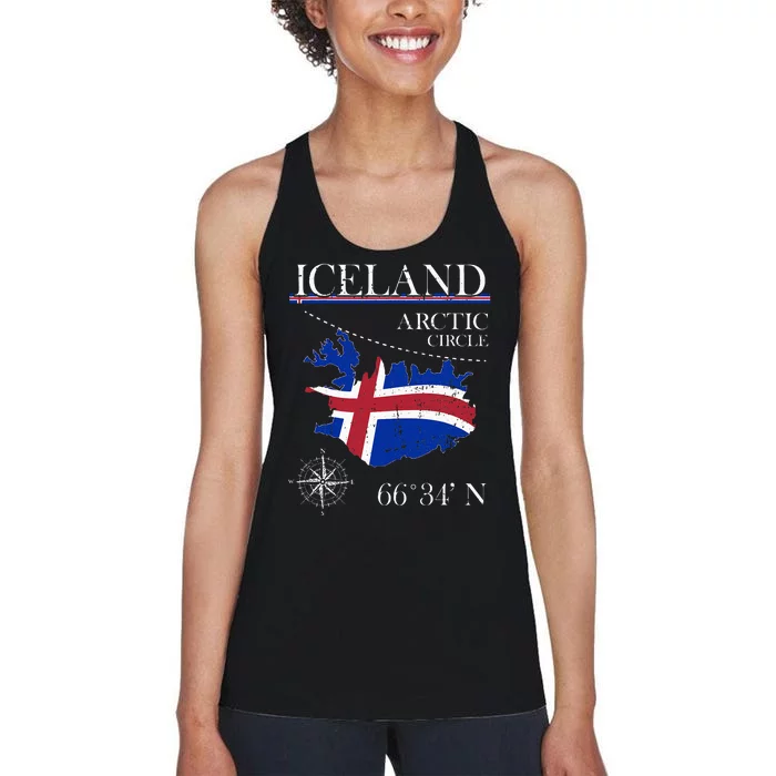 Iceland  Arctic Circle  Polar North Island Icelandic Flag Women's Racerback Tank