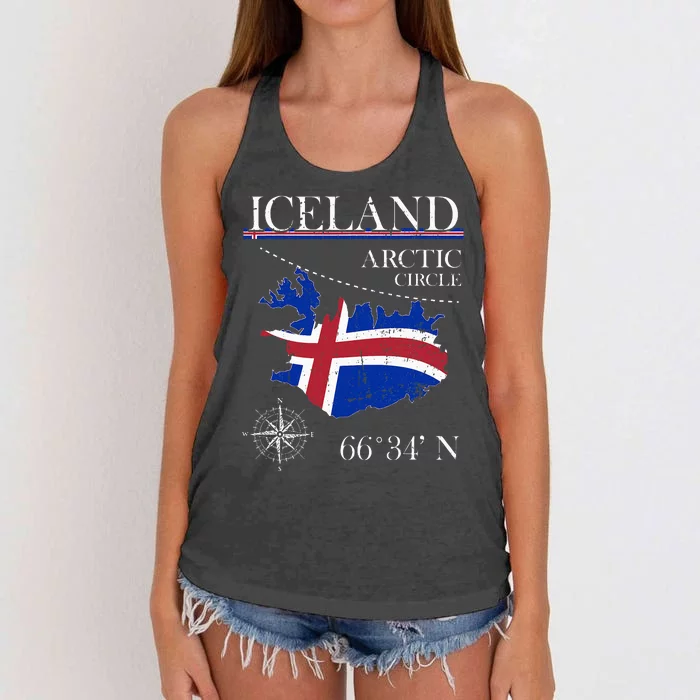 Iceland  Arctic Circle  Polar North Island Icelandic Flag Women's Knotted Racerback Tank