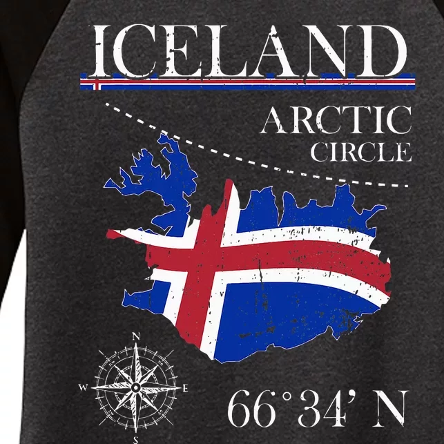 Iceland  Arctic Circle  Polar North Island Icelandic Flag Women's Tri-Blend 3/4-Sleeve Raglan Shirt