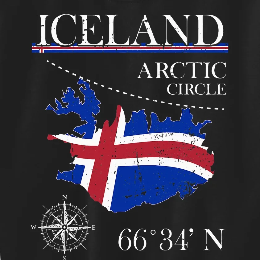 Iceland  Arctic Circle  Polar North Island Icelandic Flag Kids Sweatshirt