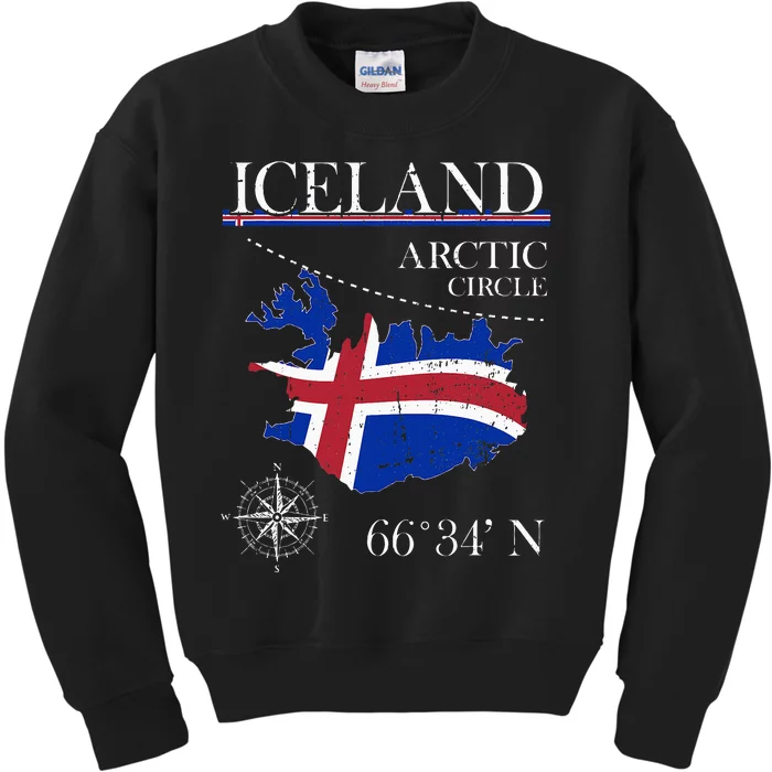 Iceland  Arctic Circle  Polar North Island Icelandic Flag Kids Sweatshirt