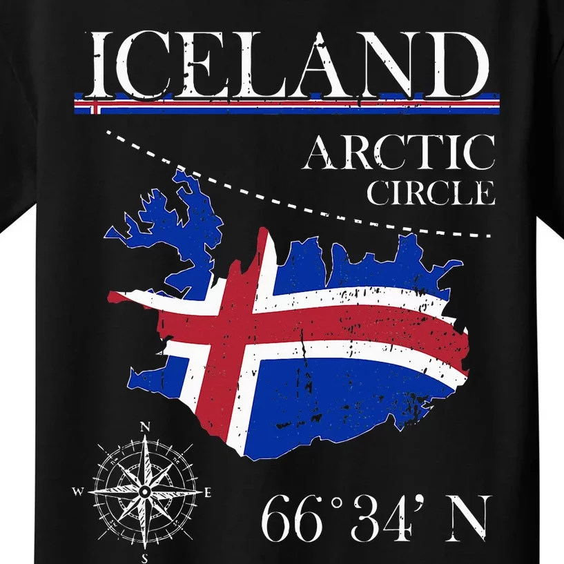 Iceland  Arctic Circle  Polar North Island Icelandic Flag Kids T-Shirt