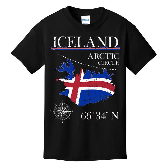 Iceland  Arctic Circle  Polar North Island Icelandic Flag Kids T-Shirt