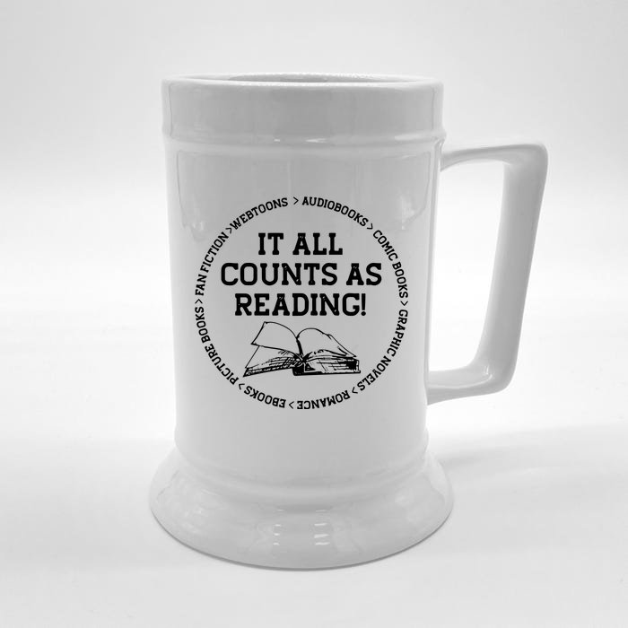 It All Counts As Reading Front & Back Beer Stein