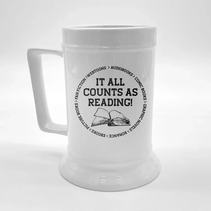 It All Counts As Reading Front & Back Beer Stein