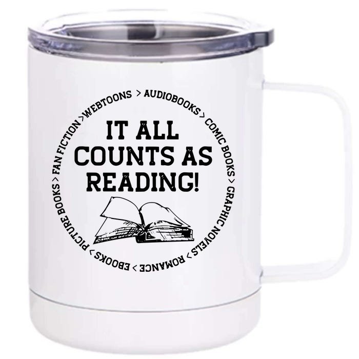 It All Counts As Reading Front & Back 12oz Stainless Steel Tumbler Cup