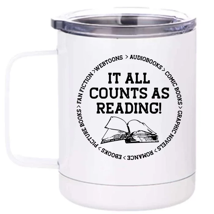 It All Counts As Reading Front & Back 12oz Stainless Steel Tumbler Cup