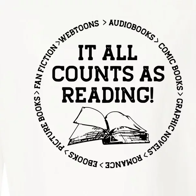 It All Counts As Reading Cropped Pullover Crew