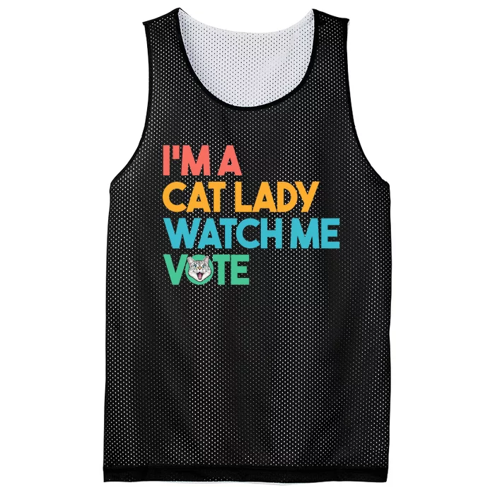 IM A Cat Lady Watch Me Vote Funny President 2024 Election Mesh Reversible Basketball Jersey Tank