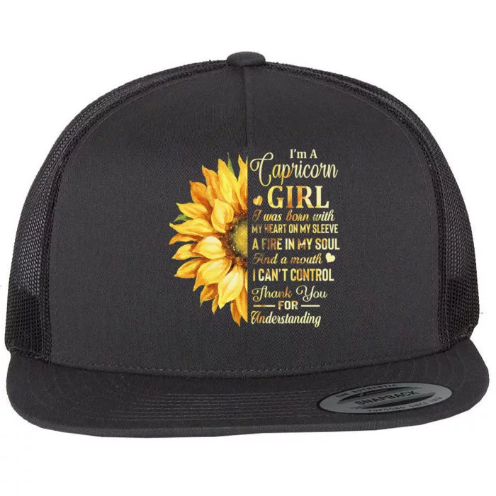 I'm A Capricorn  Sunflower Birthday Funny Flat Bill Trucker Hat