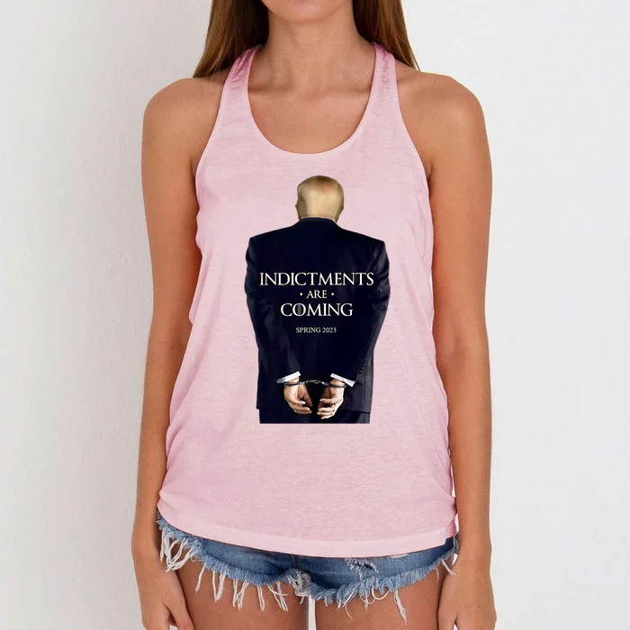 Indictments Are Coming Funny Trump Indicted Women's Knotted Racerback Tank