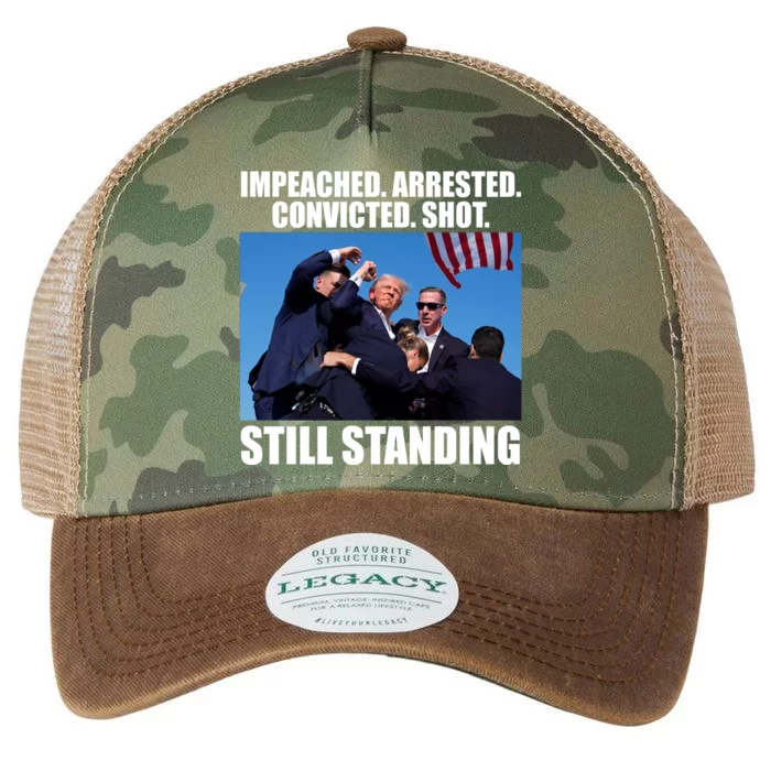 Impeached Arrested Convicted Shot Still Standing Donald Trump Legacy Tie Dye Trucker Hat