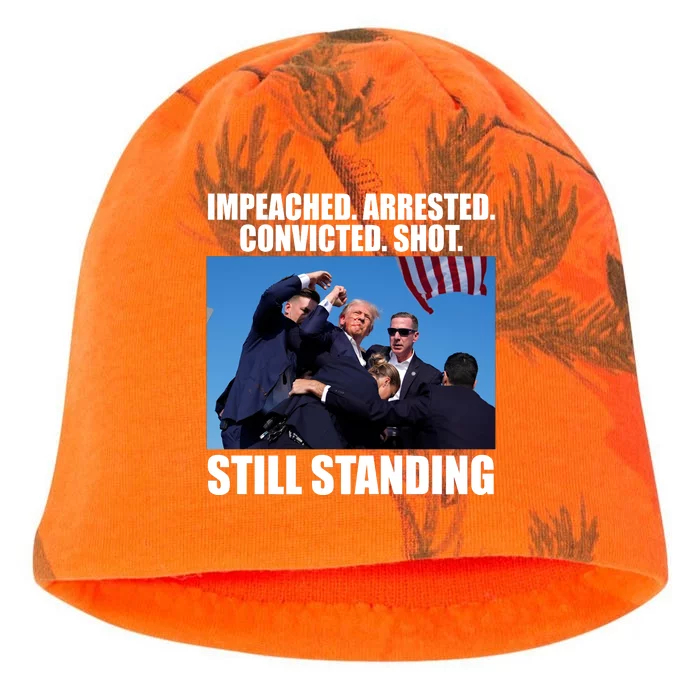 Impeached Arrested Convicted Shot Still Standing Donald Trump Kati - Camo Knit Beanie