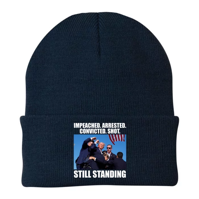 Impeached Arrested Convicted Shot Still Standing Donald Trump Knit Cap Winter Beanie