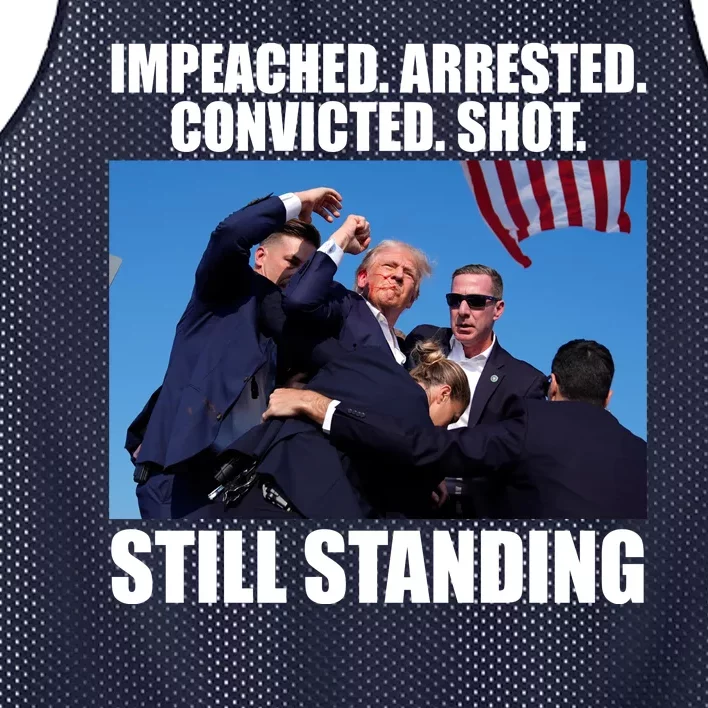 Impeached Arrested Convicted Shot Still Standing Donald Trump Mesh Reversible Basketball Jersey Tank