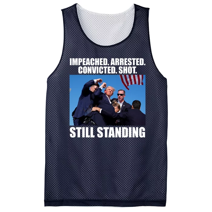 Impeached Arrested Convicted Shot Still Standing Donald Trump Mesh Reversible Basketball Jersey Tank