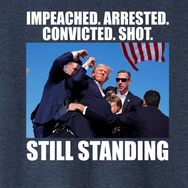 Impeached Arrested Convicted Shot Still Standing Donald Trump Women's Crop Top Tee