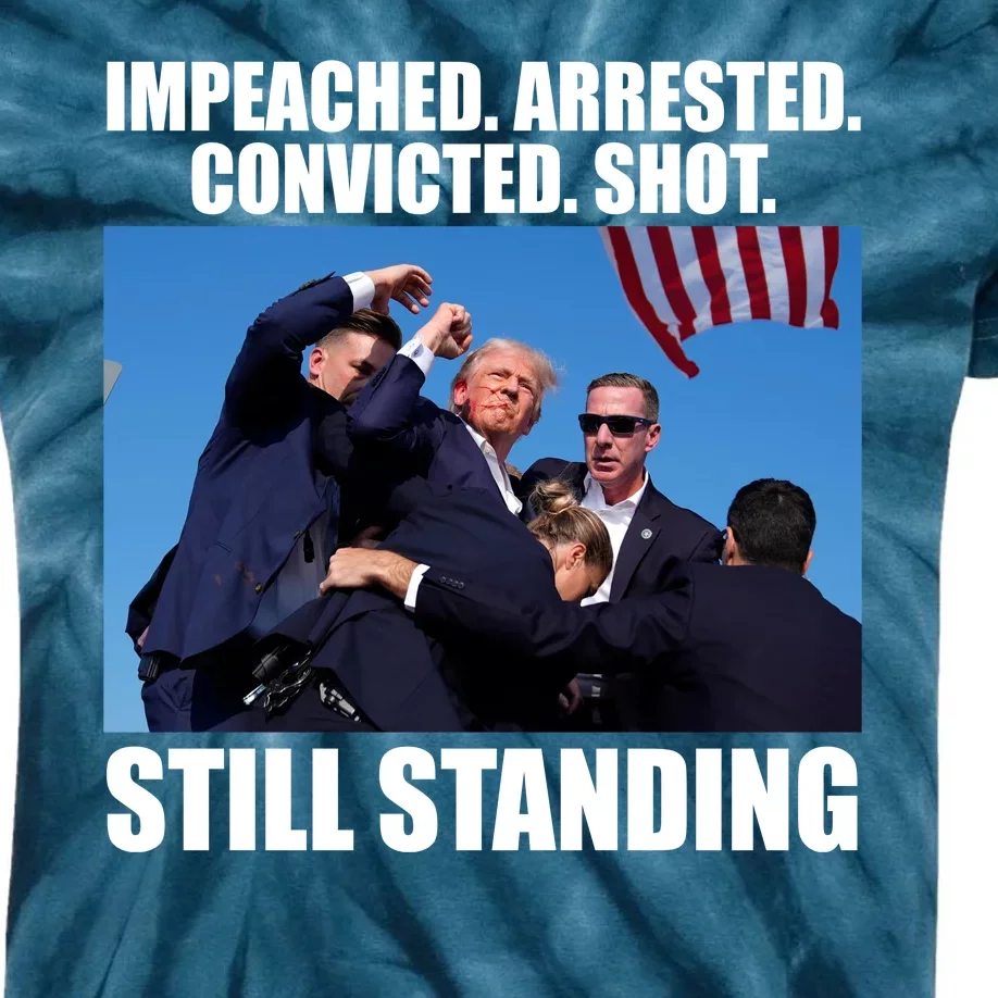 Impeached Arrested Convicted Shot Still Standing Donald Trump Kids Tie-Dye T-Shirt