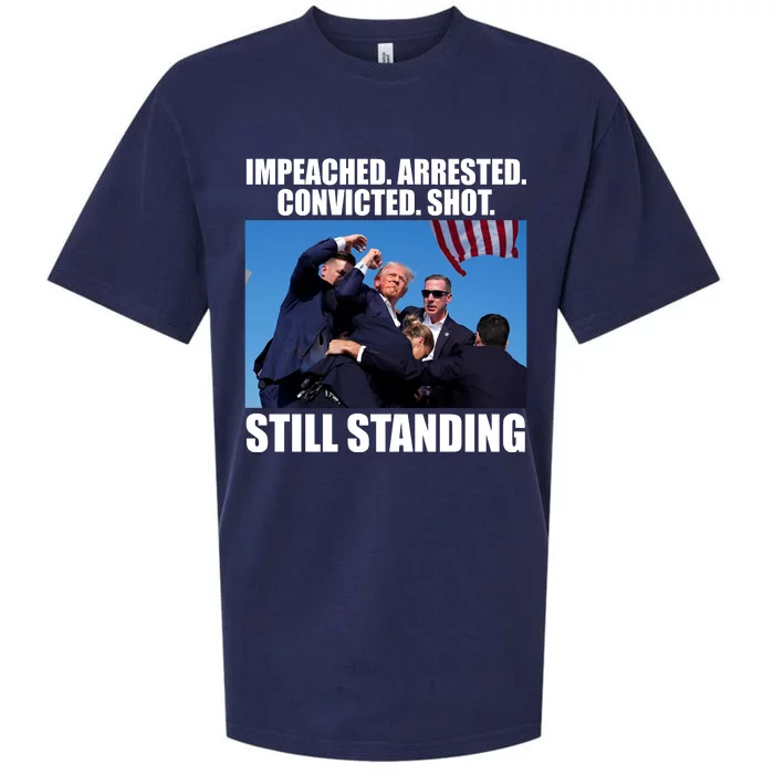 Impeached Arrested Convicted Shot Still Standing Donald Trump Sueded Cloud Jersey T-Shirt