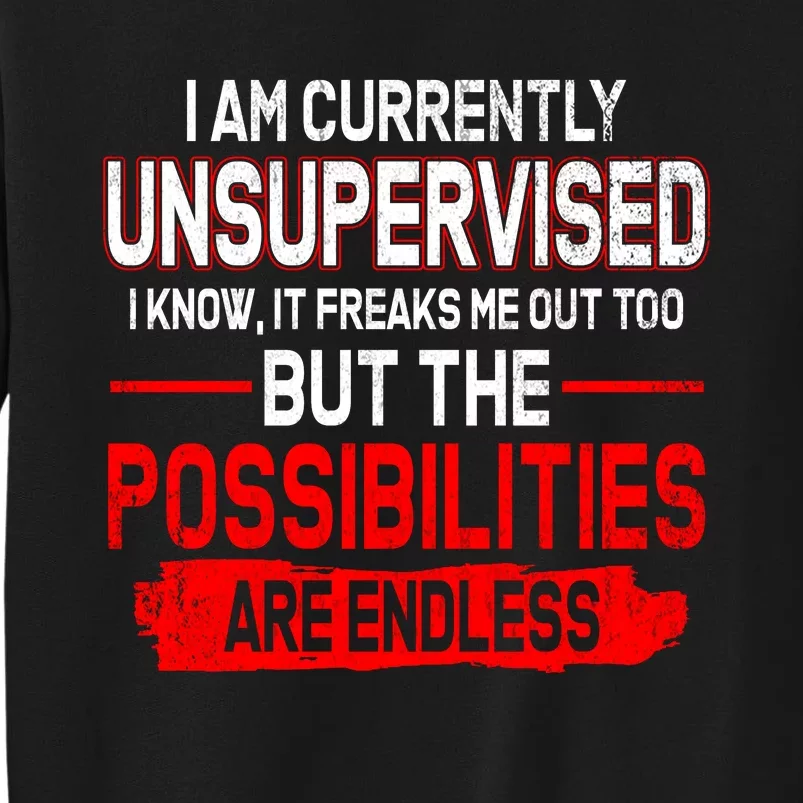 I Am Currently Unsupervised The Possibilities Are Endless Tall Sweatshirt