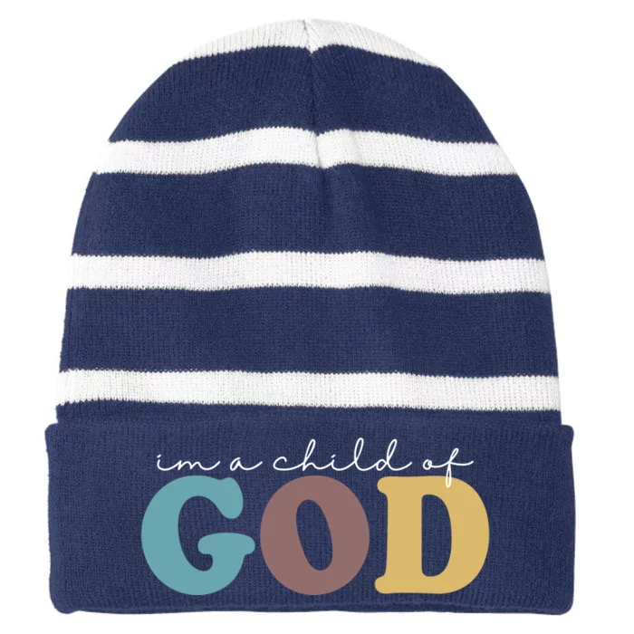 Im A Child Of God Christianity Striped Beanie with Solid Band