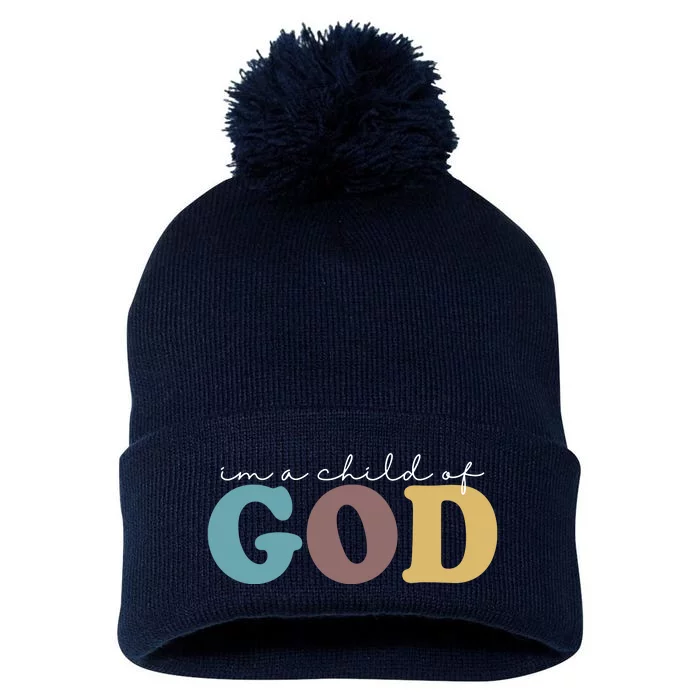 Im A Child Of God Christianity Pom Pom 12in Knit Beanie