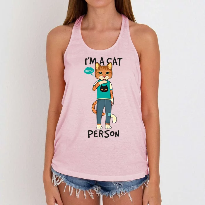 Im A Cat Person Funny Bad Pun Dad Joke Cat Lovers Cool Gift Women's Knotted Racerback Tank