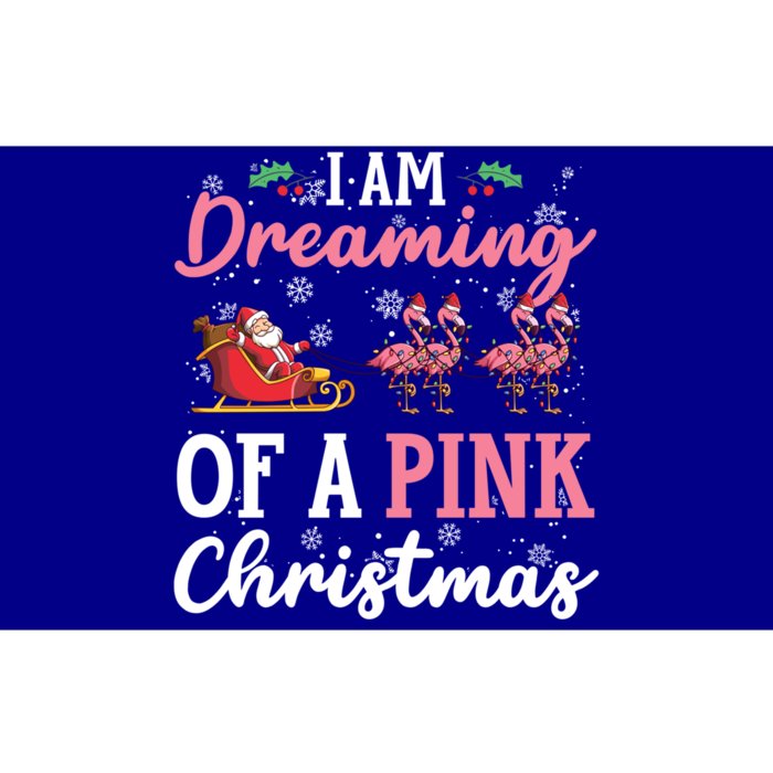 I Am Dreaming Of A Pink Christmas Sleigh Santa Pink Flamingo Gift Bumper Sticker