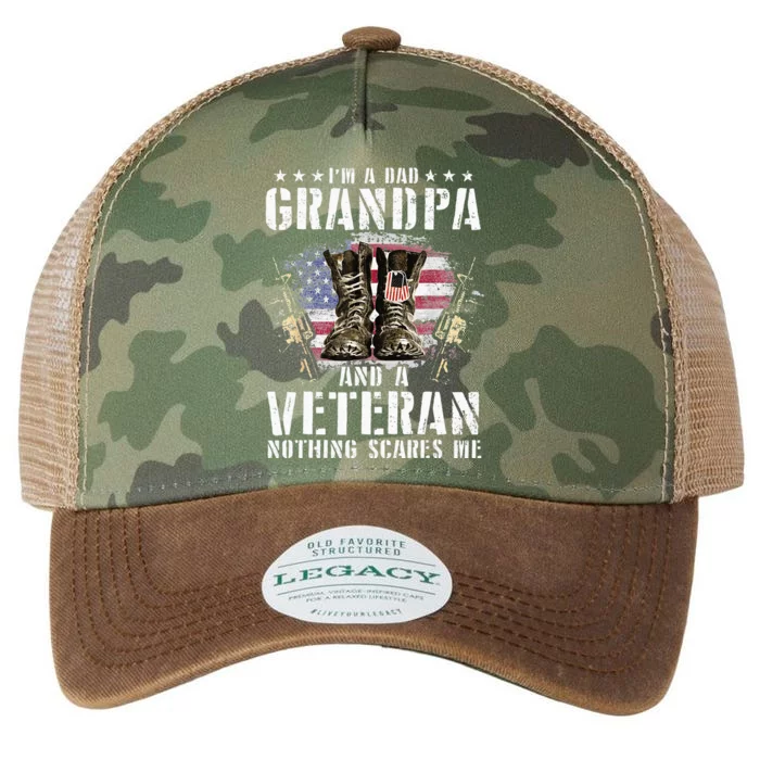 Im A Dad Grandpa And A Veteran Nothing Scares Me Legacy Tie Dye Trucker Hat