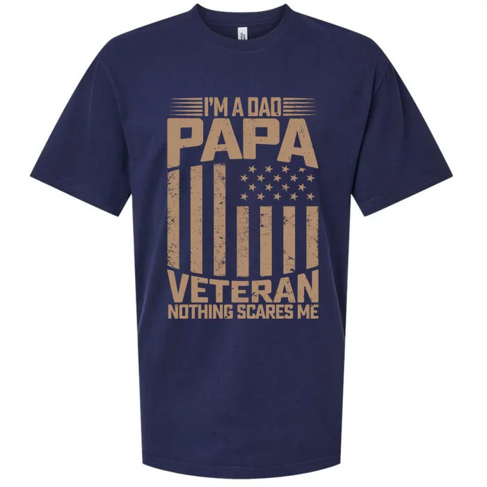 Im A Dad Papa And A Veteran Nothing Scares Sueded Cloud Jersey T-Shirt