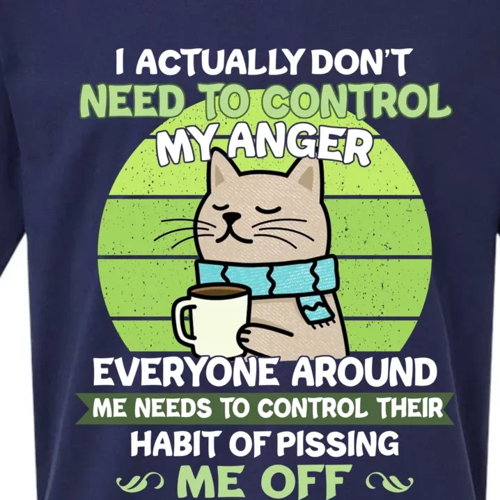 I Actually Dont Need To Control My Anger Funny Cat Sueded Cloud Jersey T-Shirt