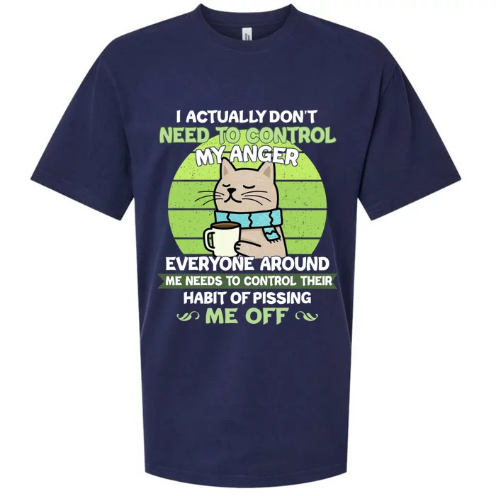 I Actually Dont Need To Control My Anger Funny Cat Sueded Cloud Jersey T-Shirt