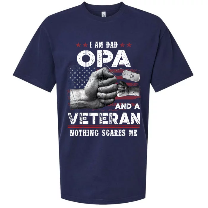 I'm A Dad OPA Veteran Nothing Scares Me Fathers Day Sueded Cloud Jersey T-Shirt