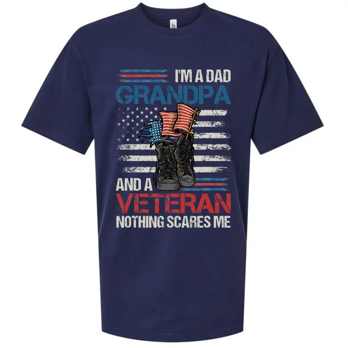 Im A Dad Grandpa And A Veteran Nothing Scares Me Sueded Cloud Jersey T-Shirt