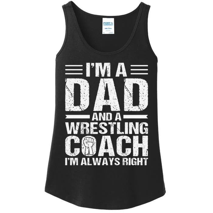 I’m A Dad And A Wrestling Coach Fathers Day Ladies Essential Tank