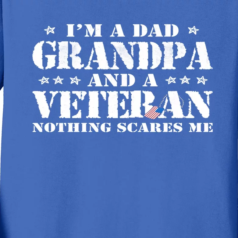 I'm A Dad Grandpa Veteran Father's Day Gift Kids Long Sleeve Shirt